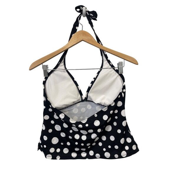 Jantzen Classics Halter Polka Dot Tankini Top Womens 16 Black White Summer Swim - Picture 1 of 6